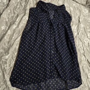 Navy Polka Dot Sleeveless Blouse